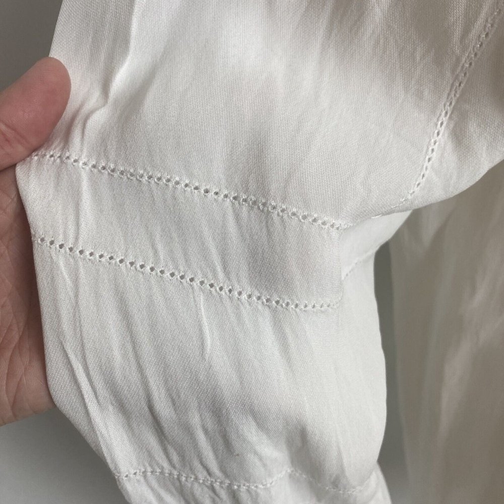 Witchery Size 10 Women's Top Blouse White Relaxed Long Sleeve - Picture 5 of 11